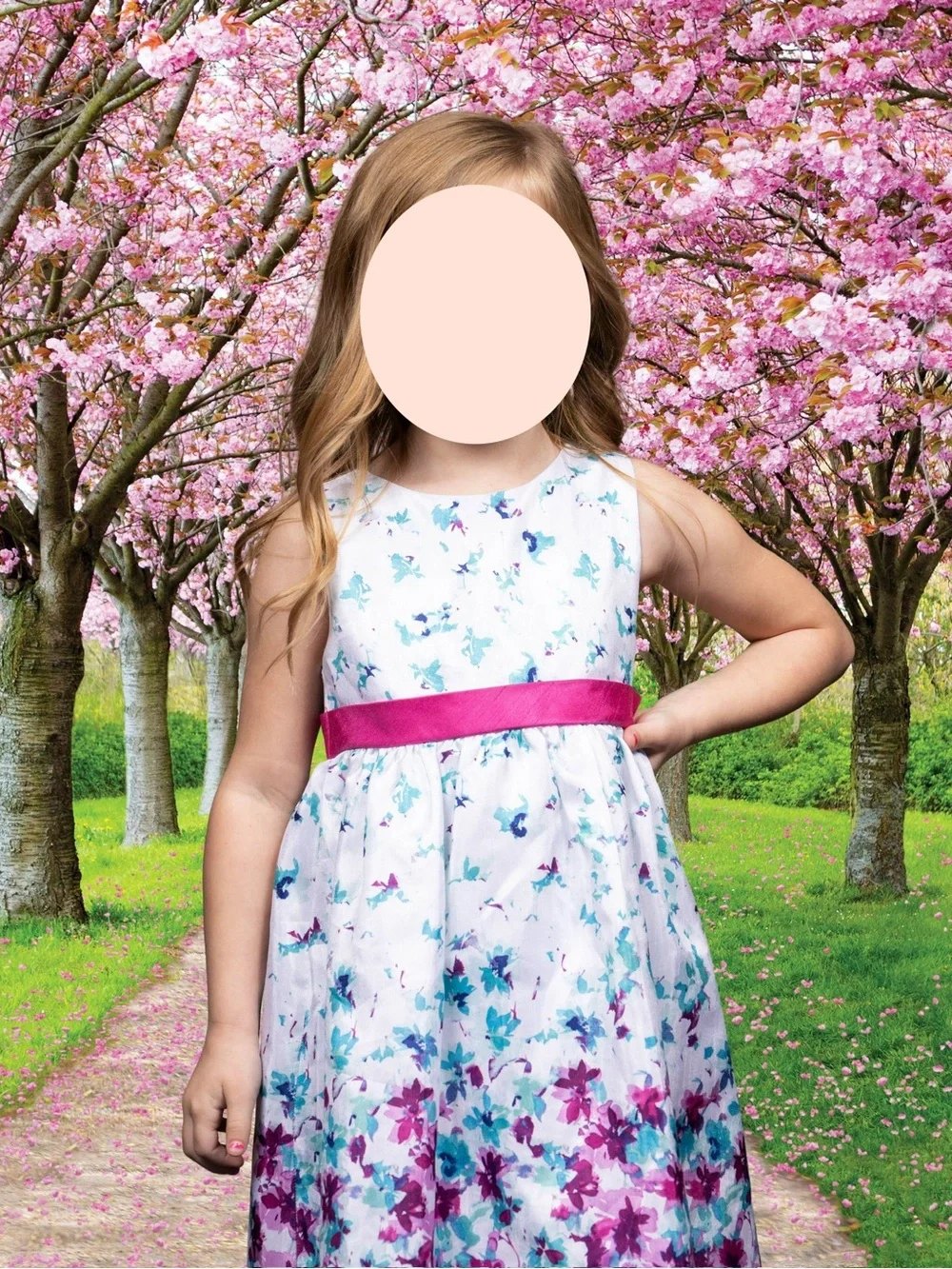 Gymboree Girls “Family Brunch” Magenta, Turquoise and White Sleeveless Dress 5T